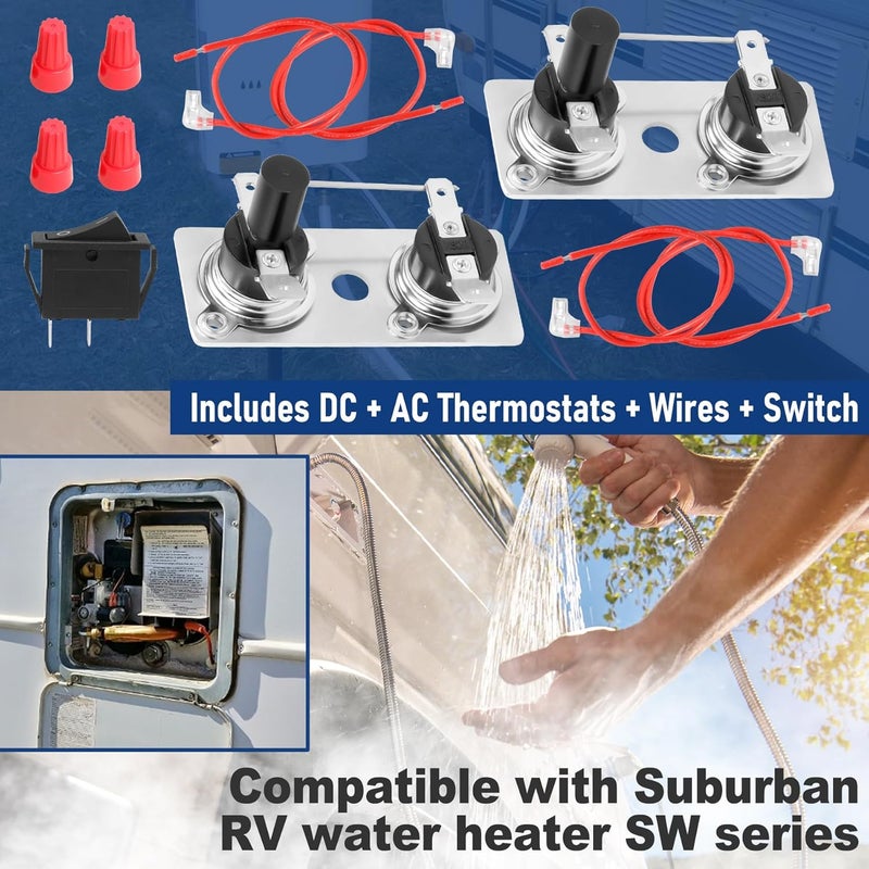 longsure 232282 RV Water Heater Thermostat Limit Switch Kit Compatible with Suburban SW Series, 12V T-Stat/Limit for Suburban SW Water Heater - 2 Pack - Image 5